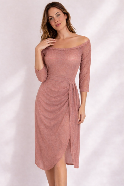 Giselle | Abito Elegante Donna Trasparente con Scollo sulle Spalle e Maniche a 3/4 per Cerimonie e Feste 2