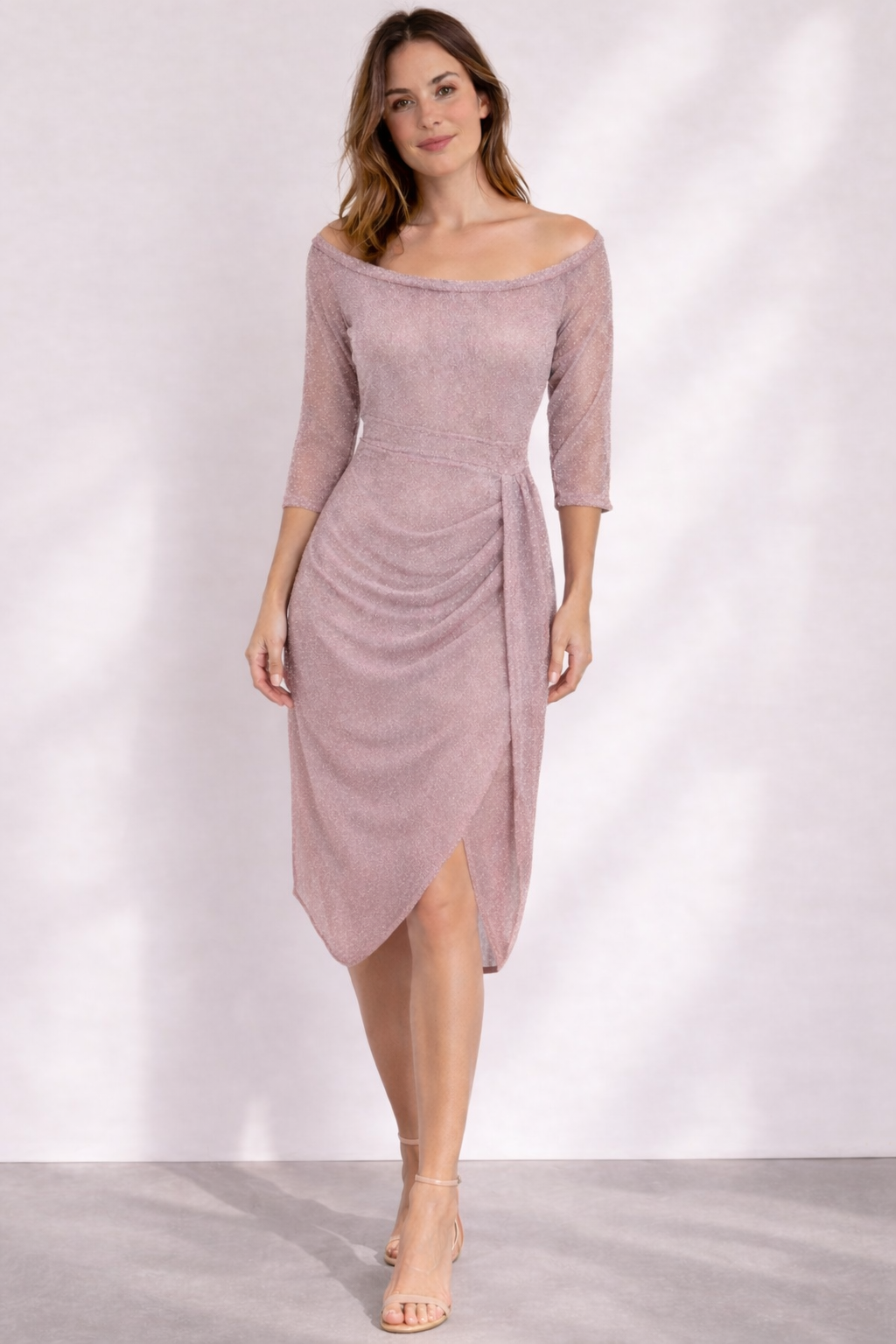 Giselle | Abito Elegante Donna Trasparente con Scollo sulle Spalle e Maniche a 3/4 per Cerimonie e Feste 7