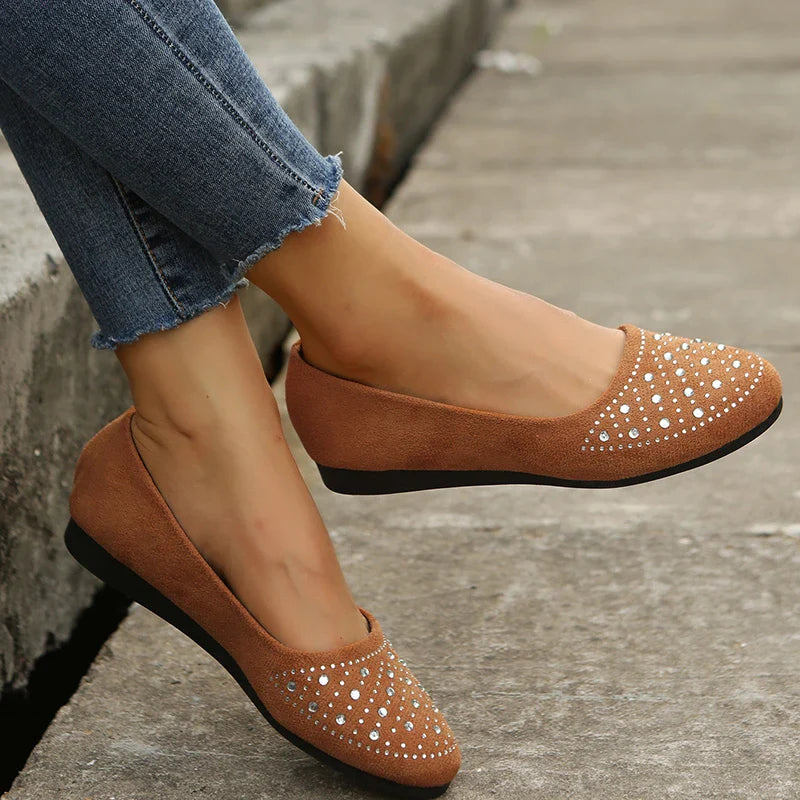 Sparkle Kristallen Loafers voor Dames: Lichtgewicht en Elegant