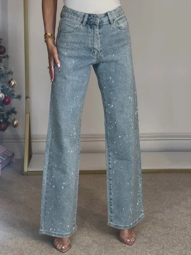 Glitter Damesjeans High Waist Glanzend - Mode Vibes