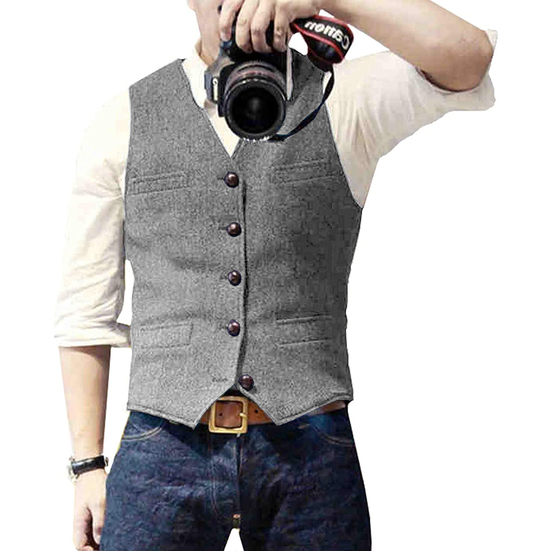 Heren Gilet Blauw Denim Stijlvol Mason