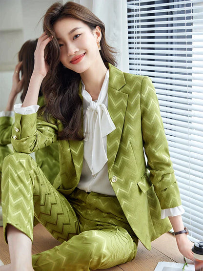 Dames Blazerset Gestreept Strikrok en Blazer