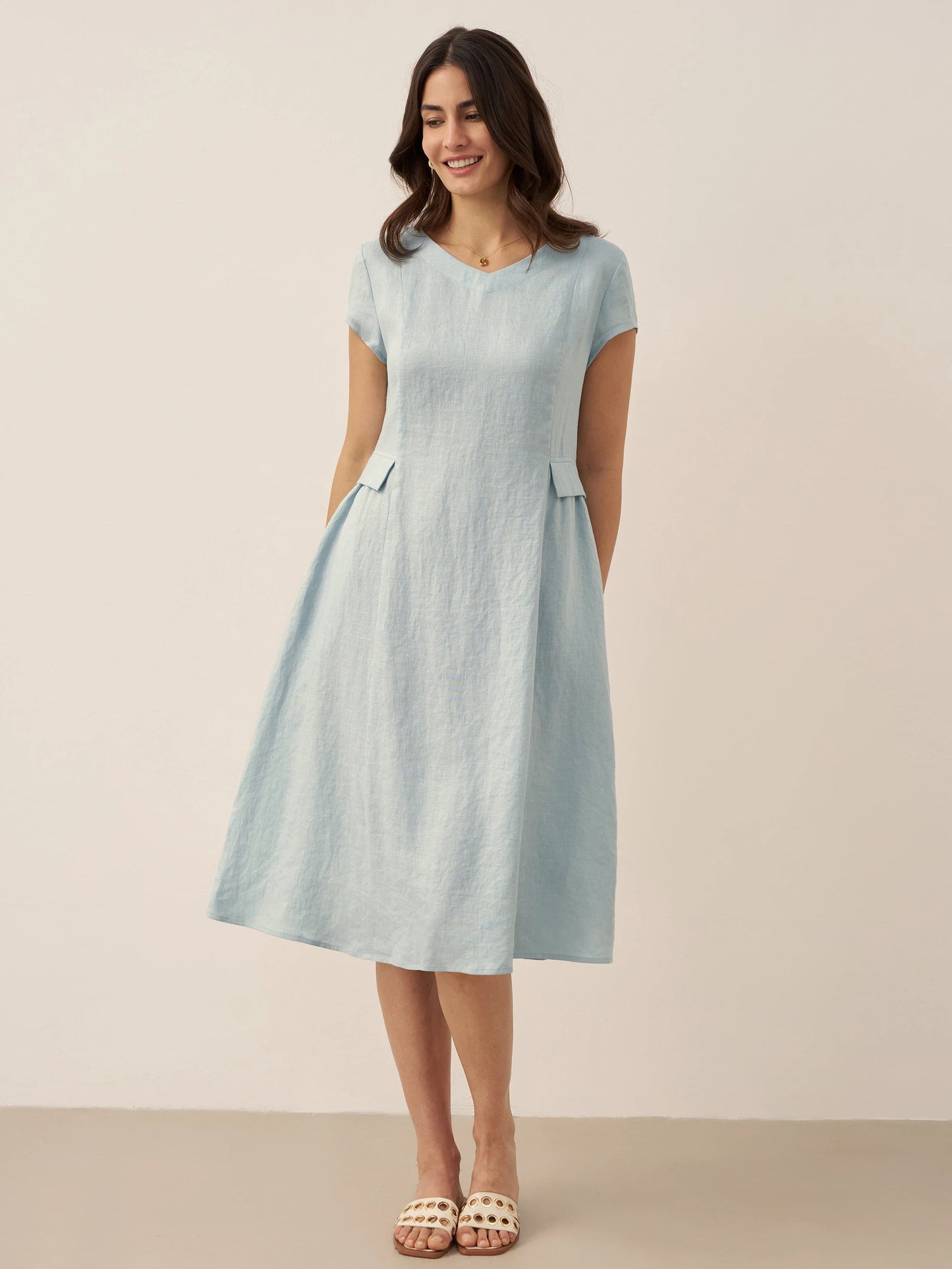 Greta | Midi zomerjurk met v-neckline