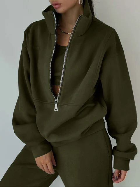 Comfortabele Half Zip Sweater Set voor Dagelijks Gebruik