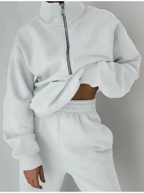 Comfortabele Half Zip Sweater Set voor Dagelijks Gebruik