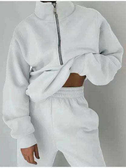Comfortabele Half Zip Sweater Set voor Dagelijks Gebruik