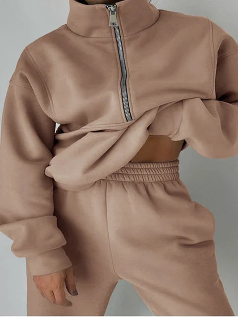 Comfortabele Half Zip Sweater Set voor Dagelijks Gebruik