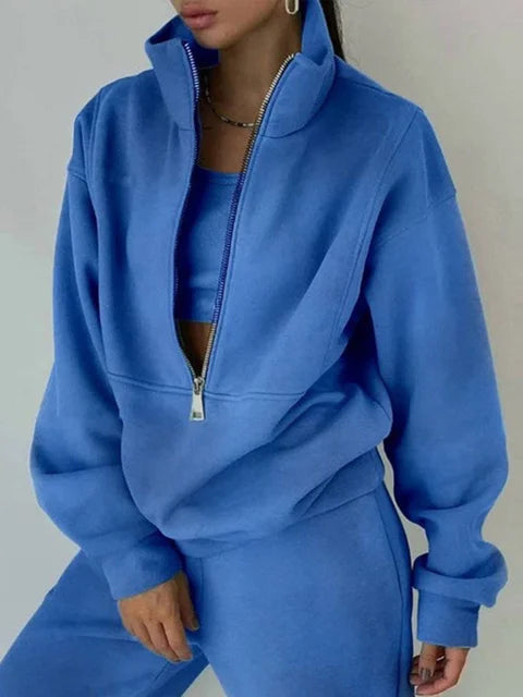 Comfortabele Half Zip Sweater Set voor Dagelijks Gebruik