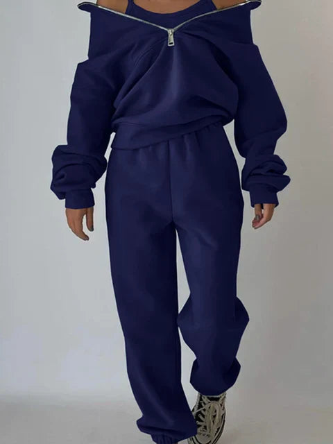 Comfortabele Half Zip Sweater Set voor Dagelijks Gebruik