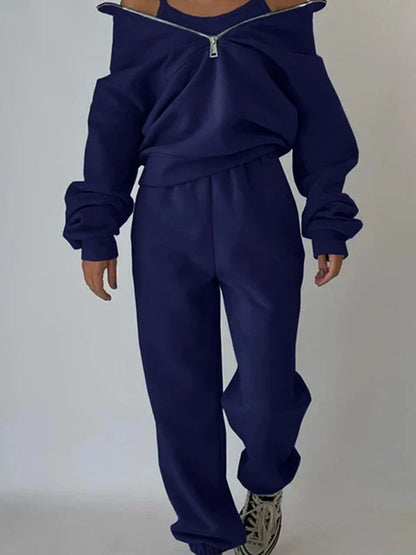 Comfortabele Half Zip Sweater Set voor Dagelijks Gebruik