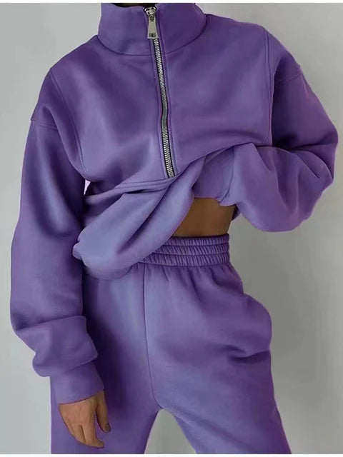 Comfortabele Half Zip Sweater Set voor Dagelijks Gebruik