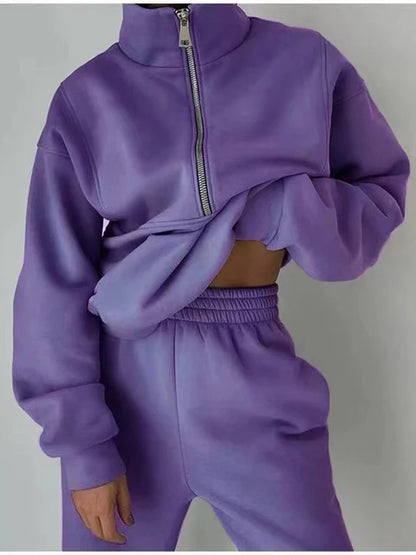Comfortabele Half Zip Sweater Set voor Dagelijks Gebruik