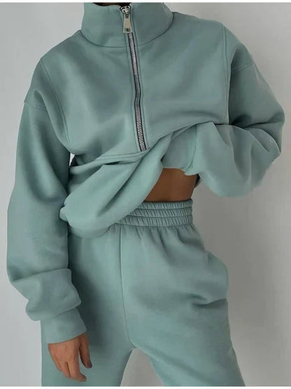 Comfortabele Half Zip Sweater Set voor Dagelijks Gebruik