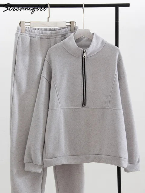 Comfortabele Half Zip Sweater Set voor Dagelijks Gebruik