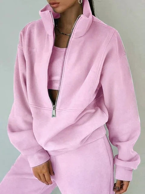 Comfortabele Half Zip Sweater Set voor Dagelijks Gebruik