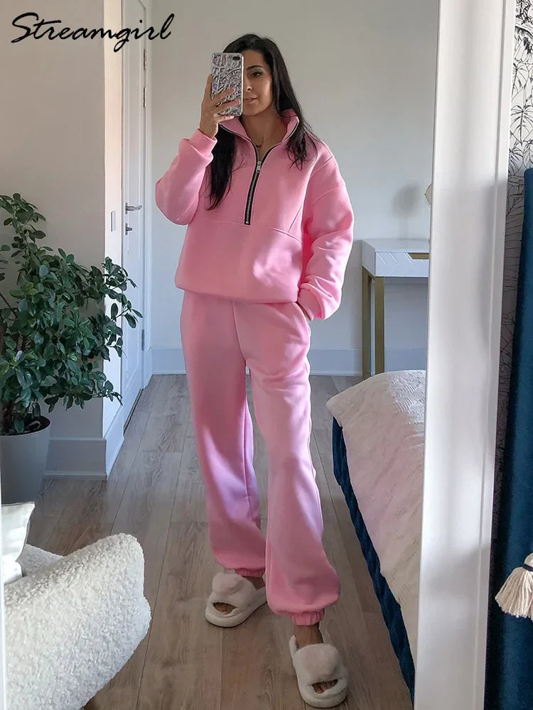 Comfortabele Half Zip Sweater Set voor Dagelijks Gebruik