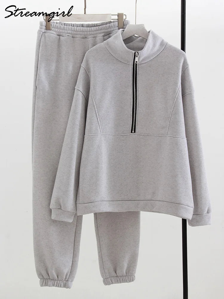 Comfortabele Half Zip Sweater Set voor Dagelijks Gebruik