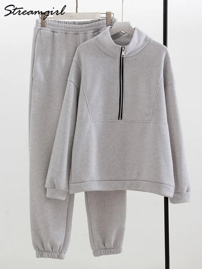 Comfortabele Half Zip Sweater Set voor Dagelijks Gebruik