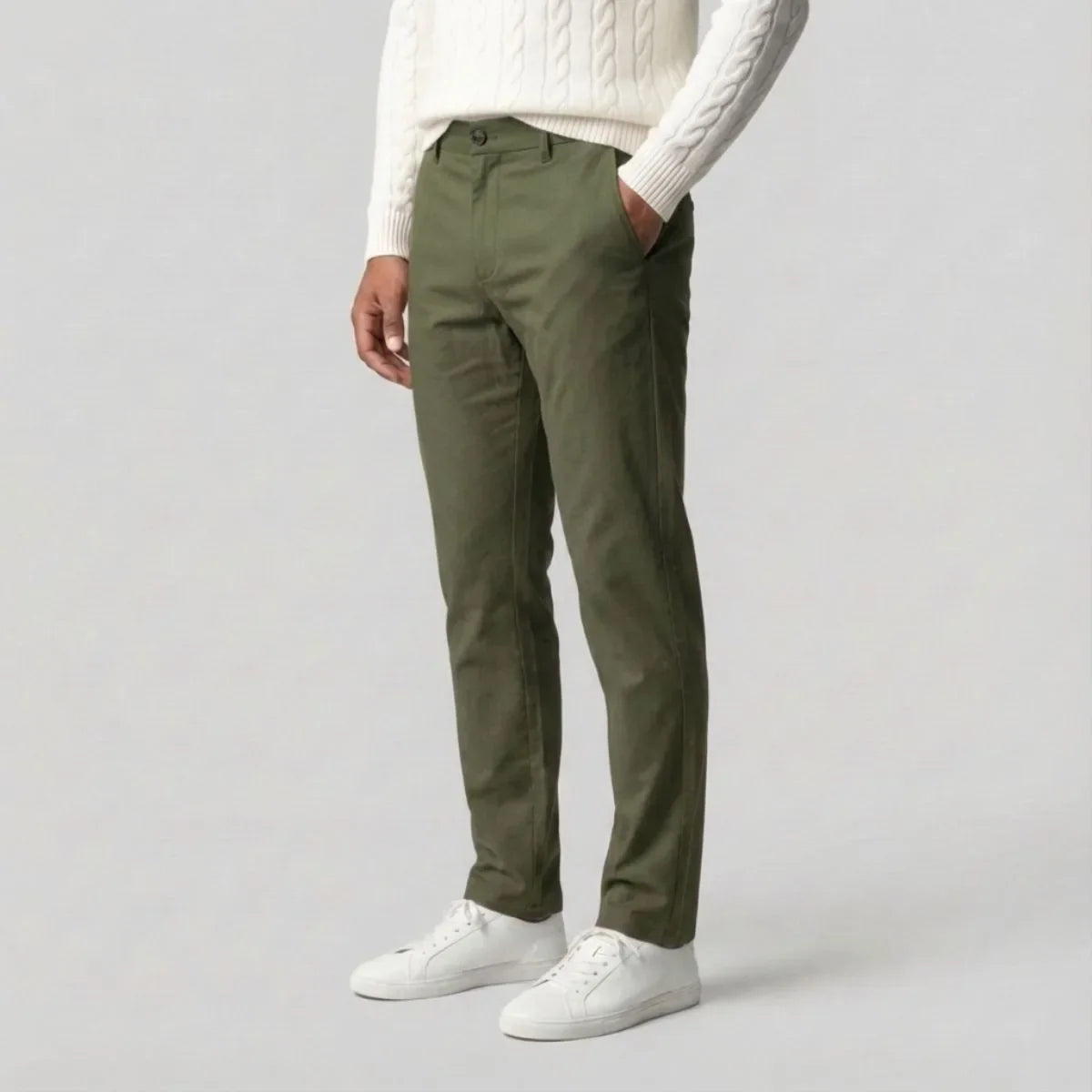 Groene Chino Broek Regular Fit Zijzakken - Mode Vibes