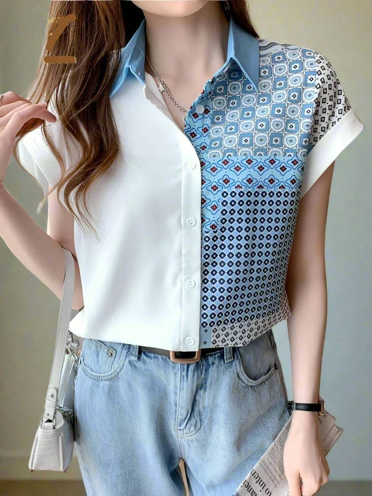 Kleurrijke en Stijlvolle Werkblouse voor Vrouwen