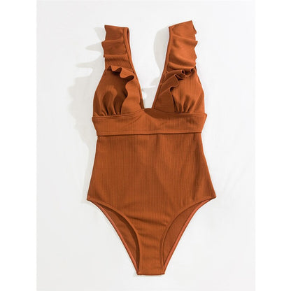 Boho Bikini V-Hals Ruches Open Rug Zomer Badmode