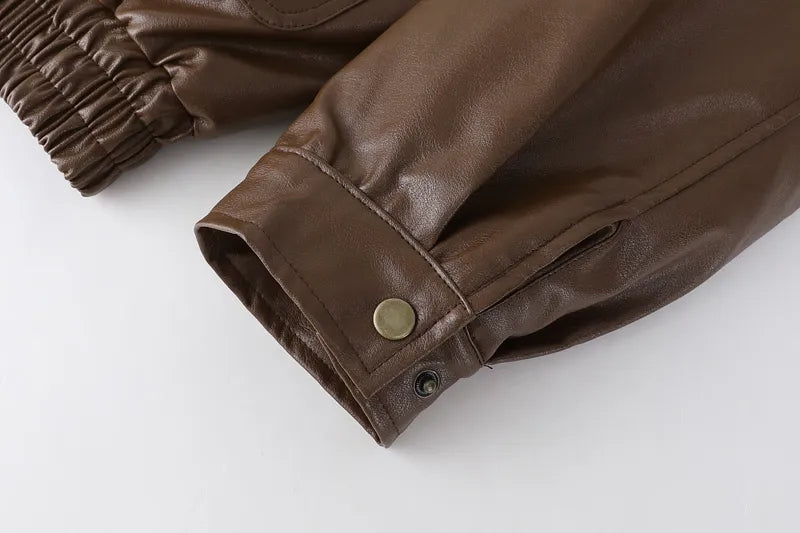 Leren Winterjas Vintage Stijlvol voor Vrouw