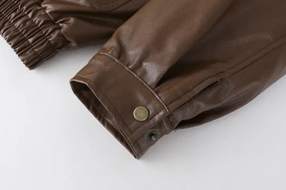 Leren Winterjas Vintage Stijlvol voor Vrouw