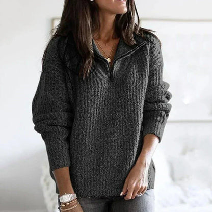 Dames Halfzip Trui Met Textuur Structuur