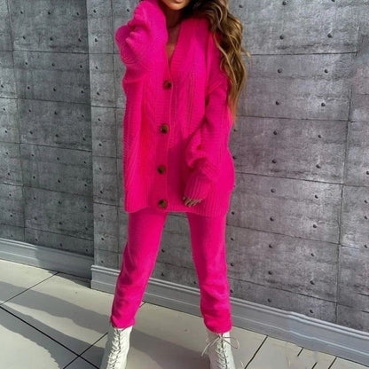 Warme Gebreide Set: Vest en Broek voor Vrouw