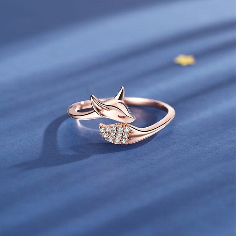 Vossen Ring Rosé Zilveren Sieraden Set 2x