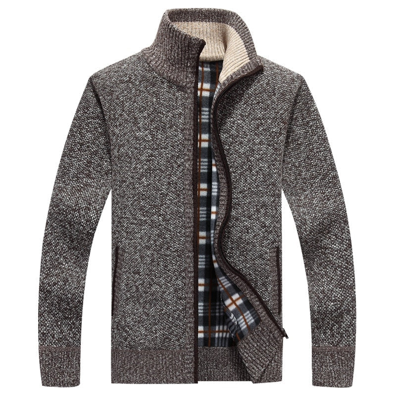 Gebreid Vest met Rits voor Heren Warm Gevoerd