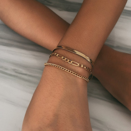 Armband Set 3-delig Zilver Ketting - Mode Vibes