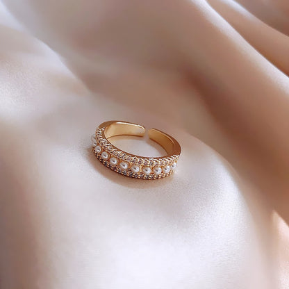 Gouden Ring met Parel Elegante Luxe Sieraden