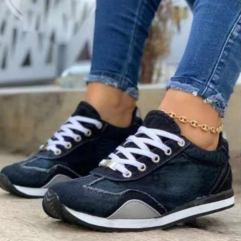 Dames Denim Schoenen Sheen Blauw Laag