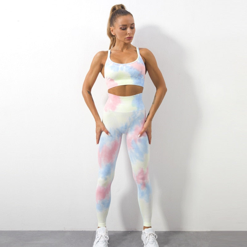 Vrouwelijke Sport Outfit Lang - Unieke Tie Dye Trainingsset