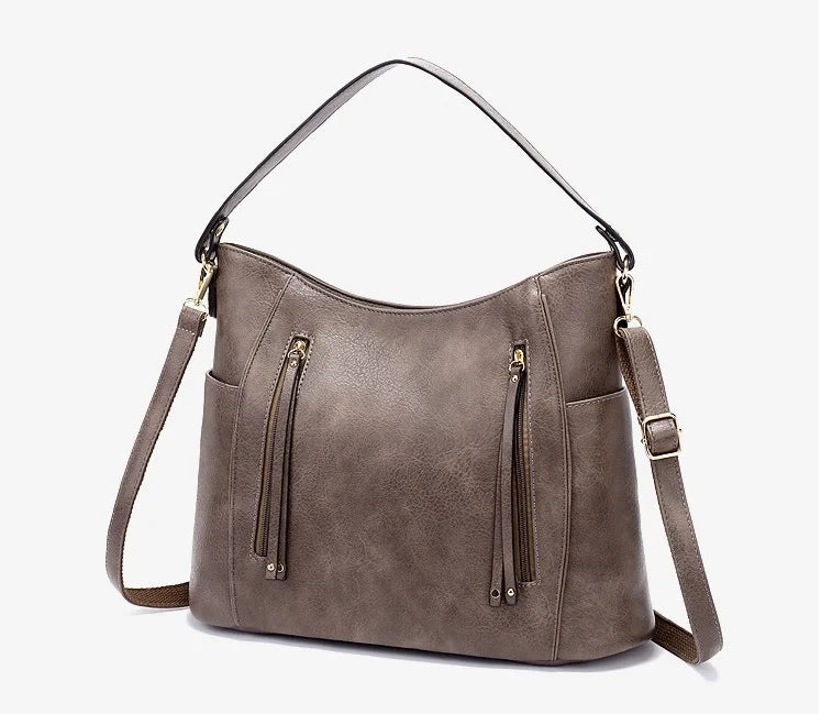 Vintage Lederen Dameshandtas Olive Groen