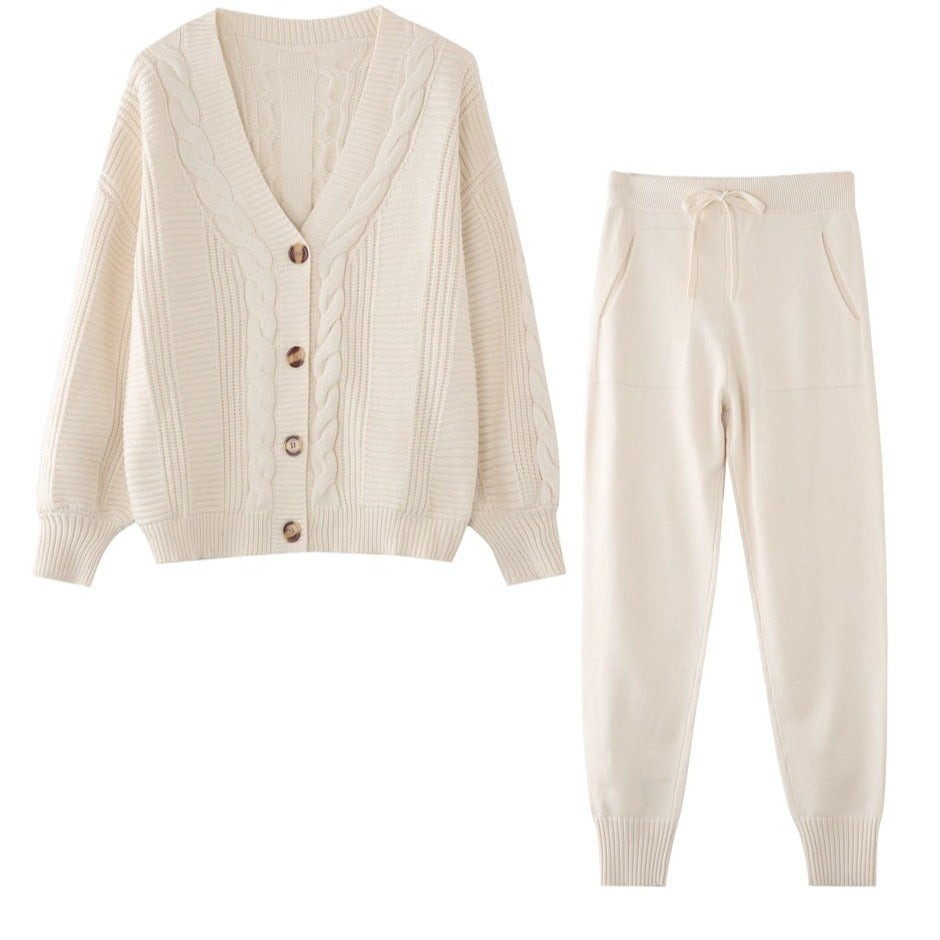 Warme Gebreide Set: Vest en Broek voor Vrouw