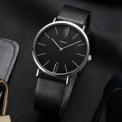 Heren Horloge Stijlvol Leerband Zwart