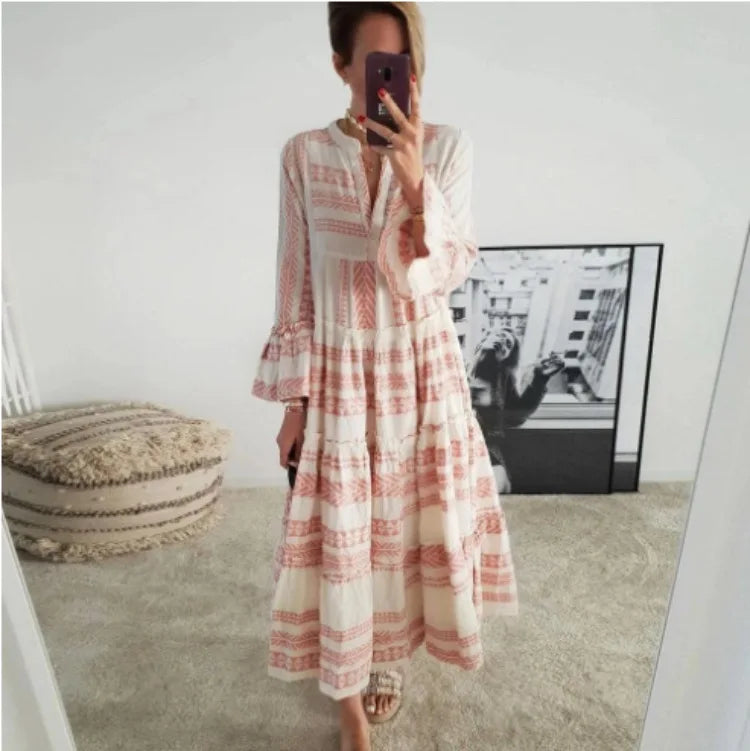 Jurk met Geometrische Print Modieus voor Vrouw - Mode Vibes