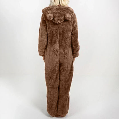 Dames Teddy Onesie met Beren Oortjes Zacht en Comfortabel