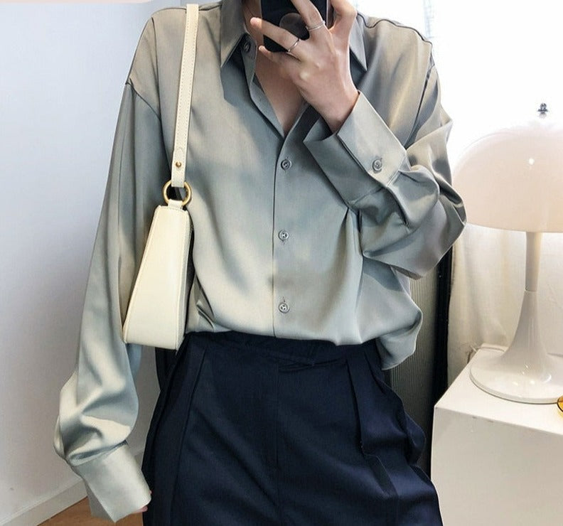 Dames Blouse van Satijn Elegant en Stijlvol