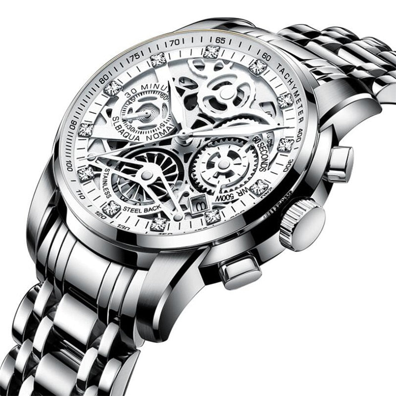 Herenskeletonhorloge Eclipse Zwart Leerband