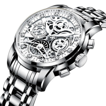 Herenskeletonhorloge Eclipse Zwart Leerband