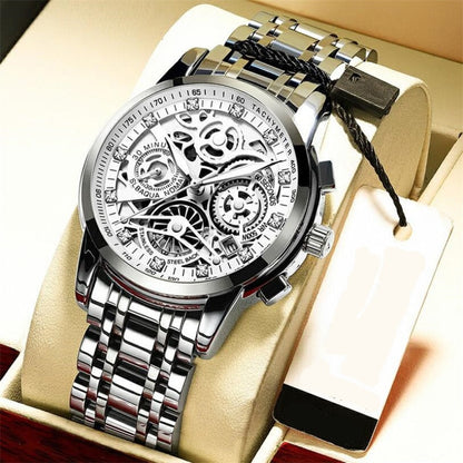 Herenskeletonhorloge Eclipse Zwart Leerband - Mode Vibes