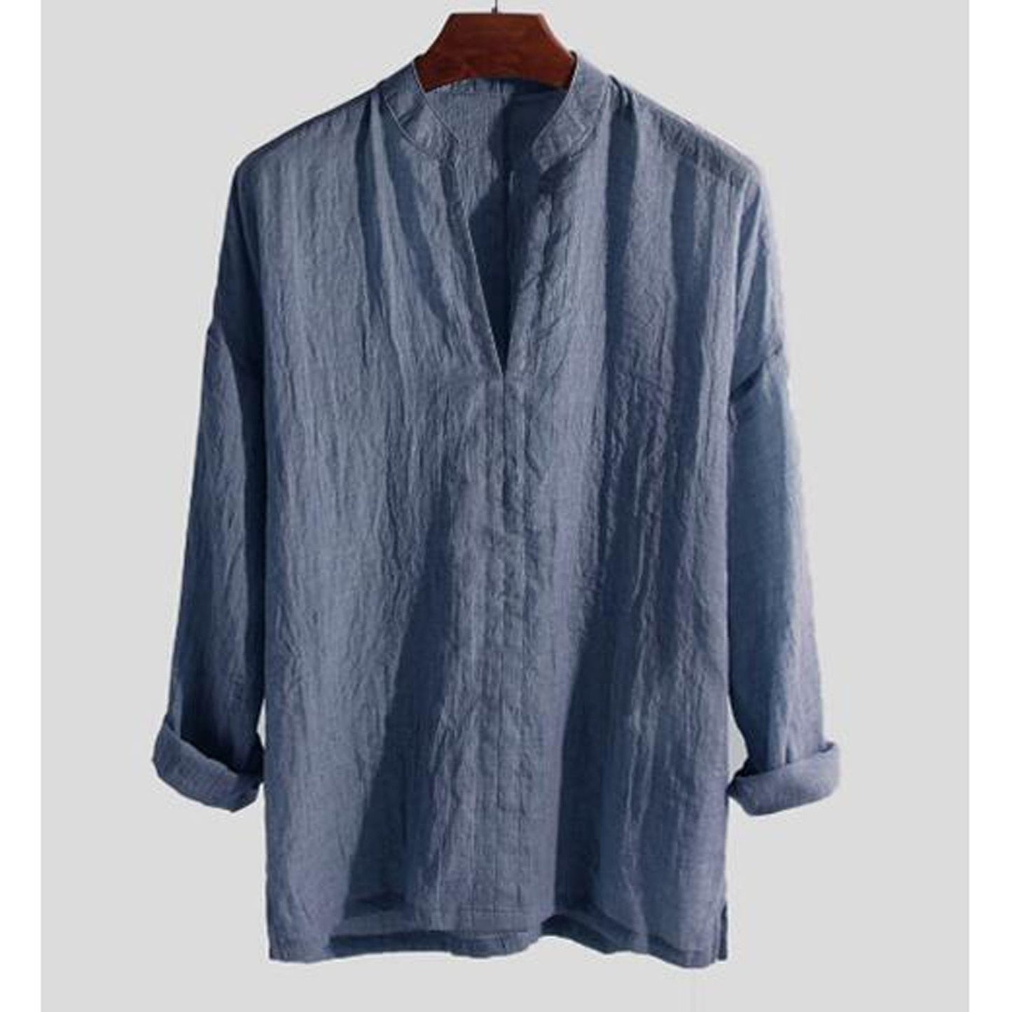 Linnen Shirt Heren Zomer Stijlvol Blauw