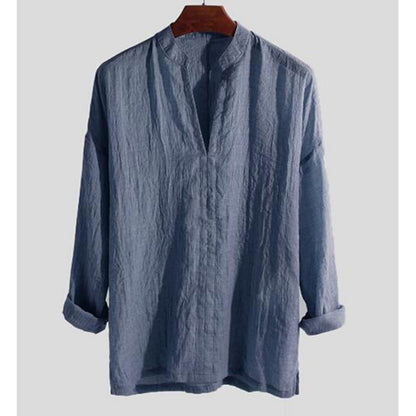 Linnen Shirt Heren Zomer Stijlvol Blauw
