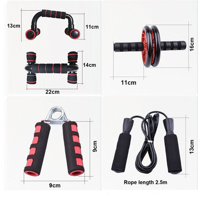 Thuis Workout Set: Springtouw, Ab-Wheel, Push-up Stangen en Handgreep Trainer