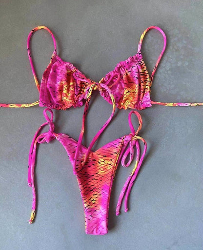 Zwarte Bikini Tropical Print Zomerkleding