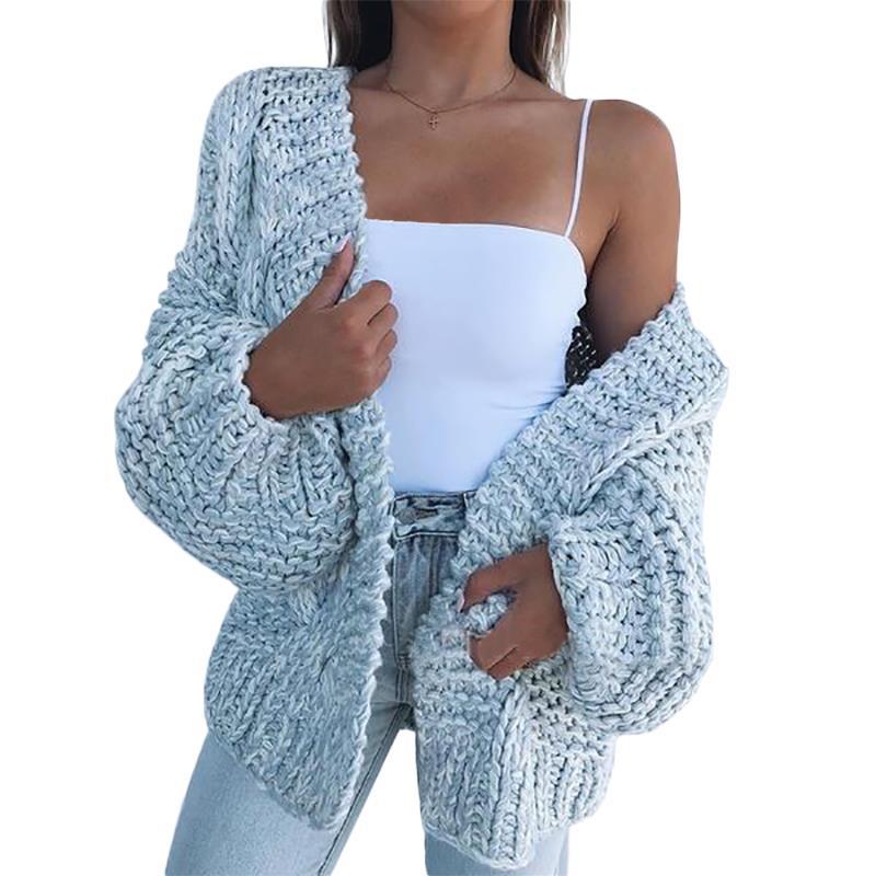 Lichtblauw gebreid vest