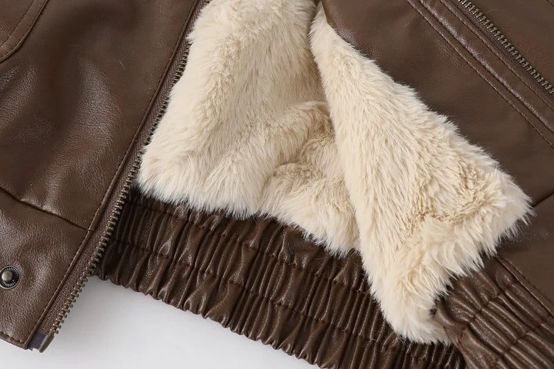 Leren Winterjas Vintage Stijlvol voor Vrouw